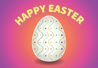 Happy Easter background with decorative Easter egg. Vector colorful ornamental egg on a isolated backdrop. Vector illustration