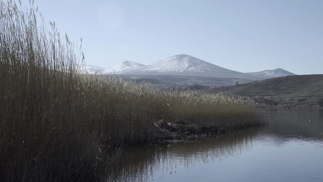 Lonely mountain covered with snow