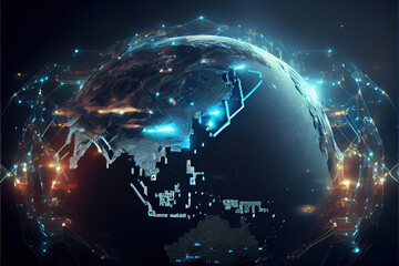Fototapeta na wymiar Global network background futuristic, Generative AI