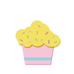 Funny cake on white background,  greetings card with copy space