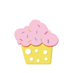 Funny cake on white background,  greetings card with copy space