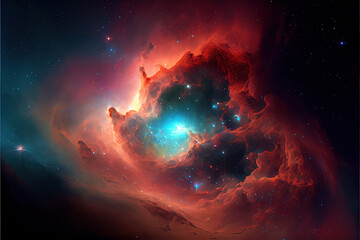 Space cosmos background, Nebula and galaxies, Generative AI