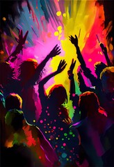 Obraz na płótnie Canvas Crowd of people dancing in the nightclub