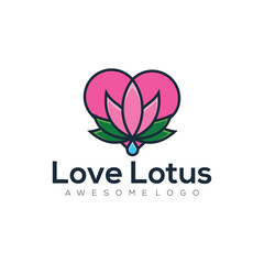 Vector logo illustration love lotus simple mascot style