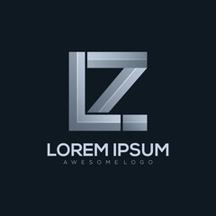 letter L Z logo template in silver color