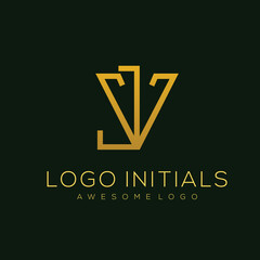 Letter J V luxury logo template color