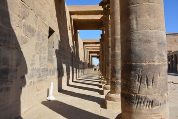 This is Philae temple that is located in Philae island in Aswan city, Egypt