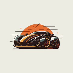 Illustration of sport car, super car logo vector