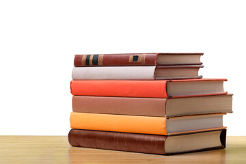 Old stack Books on the wooden table