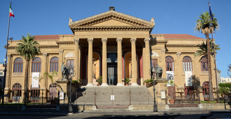 Fototapeta premium The Teatro Massimo Vittorio Emanuele, better known as Teatro Massimo, in Palermo is the largest opera house building in Italy, and one of the largest in Europe.