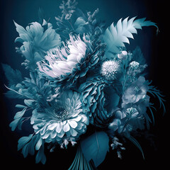 Blue flower blooms