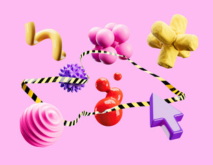 Design objects with random color and shapes industrial toy background concept.
