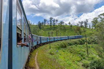 Fototapeta na wymiar Sri Lanka's most beautiful train journey. A bucket list adventure for many visitors. 