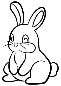 rabbit bunny cartoon outline line art	
