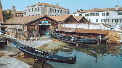 Fototapeta na wymiar Street Grand Canal Boats Gondola Venice Italy