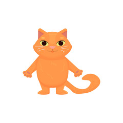 cartoon red cat on a white background. Vector illustration