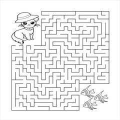 Maze or Labyrinth for Children with cartoon . Find right way to Branch. Answer under the layer. Square puzzle Game. . Education worksheet. Activity page.Logic Game for kids