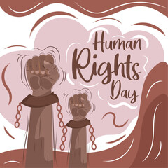 Pair of afroamerican hands with handcuffs Human rights day Vector