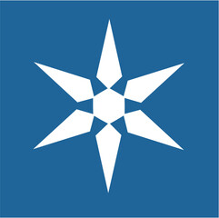 White hexagonal snowflake on a blue background. A unique author's snowflake to decorate the winter holidays. Vector image of a Christmas symbol.