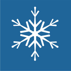 White hexagonal snowflake on a blue background. A unique author's snowflake to decorate the winter holidays. Vector image of a Christmas symbol.