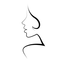 Girl profile line drawing vector
