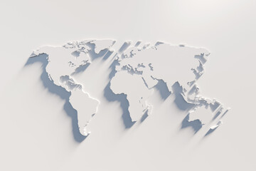 Extruded World map 3d render