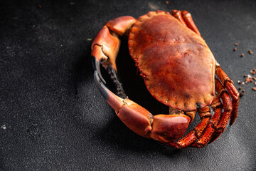 crab boiled seafood ready to eat shellfish fresh healthy meal food snack on the table copy space food background rustic top view