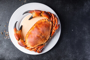 crab boiled seafood ready to eat shellfish fresh healthy meal food snack on the table copy space food background rustic top view © Alesia Berlezova