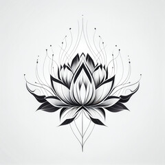 Fototapeta na wymiar Girly lotus floral design tattoo - By Generative AI