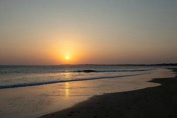 Fototapeta na wymiar Beautiful beach sunset at Lamu island, Kenya