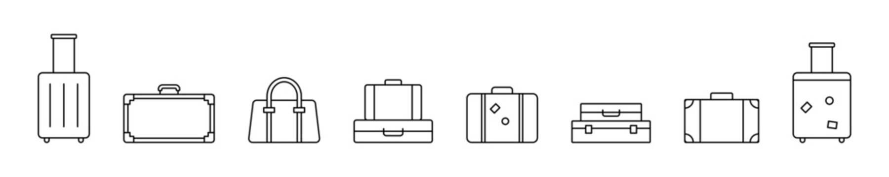 Travel luggage icon set. Baggage suitcase. Suitcase bag icon collection. EPS 10