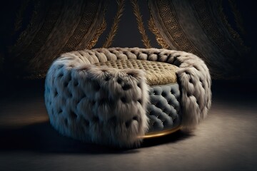 decorative beige ottoman couch, generative ai composite - obrazy, fototapety, plakaty
