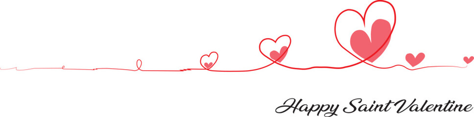 Cartel con corazones con la palabra Feliz San Valentín. Icono vector