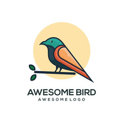 Vector logo illustration bird simple mascot style