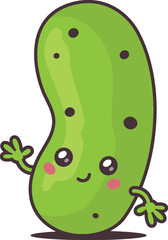 Cute kawaii pickle character vector cartoon illustration isolated on white