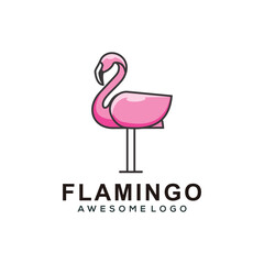 Vector logo illustration flamingo simple mascot style