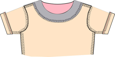 
T-shirt turned inside out. Seams and facings of a mouth outside. Sewing themes. Tailoring technology.