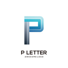 Letter P colorful logo design template modern