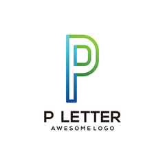 P letter logo colorful illustration