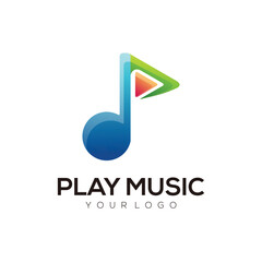 Logo illustration play music gradient colorful style
