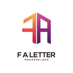 F A letter logo initials colorful gradient abstract