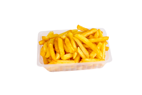 barquette de frites en gros plan
