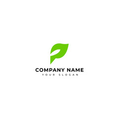 P leaf logo vector design template