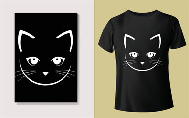 Clean cute cat face Tee-shirt design