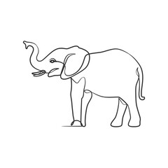Elephant in continuous one line art drawing