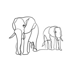 Elephant in continuous one line art drawing