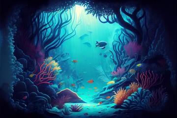 Fototapeta na wymiar underwater world under the sea background. Generative AI