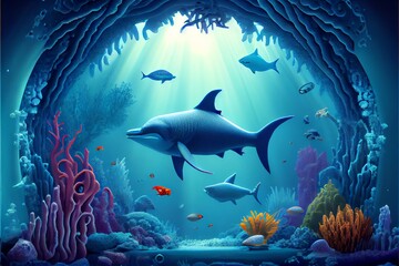 Obraz na płótnie Canvas underwater world under the sea background. Generative AI