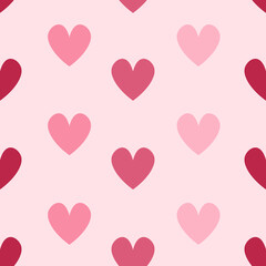 Seamless pattern with pink hearts. Backround for valentines day. Flat style.