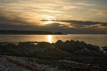 Golden Sunset over Coastal Rocks